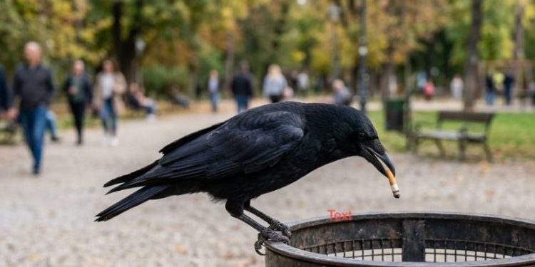 obuka vrana da prikupljaju smeće.